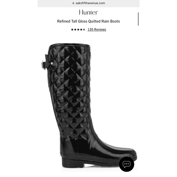 HUNTER NEW Sz 5 Gloss Quilted Tall Rain Boot - Picture 2 of 9